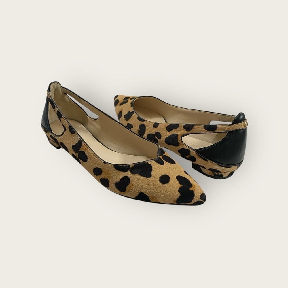 Cole Haan Tan and Black Animal Print Flats Pointy Toe